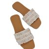 418ltzXGL.jpg Women's Summer Beach Flat Cute Sandals 2025 Color Block Faux Pearls Decor Leather Flat Slides