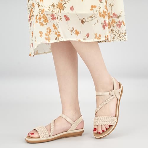 Dressy Womens Sandals Summer: Comfortable Strappy Flats Sandals Women - Breathable Walking Woman Shoes