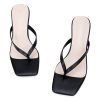 Kitten Flip Flop Thong Low Heels for Women Square Open Toe Slip On Heeled Sandals