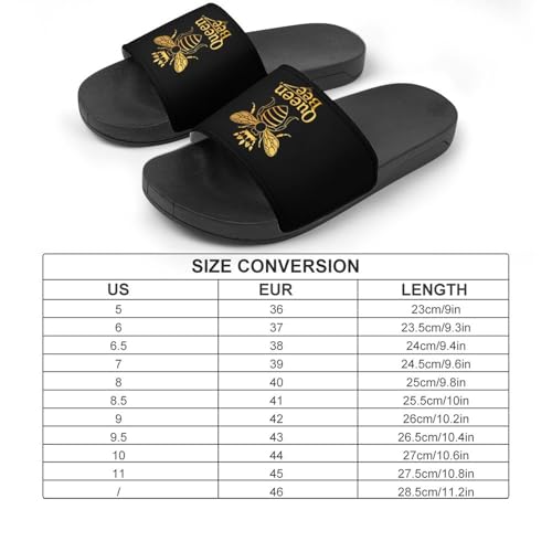 Queen Golden Bee Flat Sandals for Men Women Non-Slip Bathroom Beach Slippers House Shoes