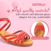 Girls Latin Dance Shoes Kids Low Heels Tango Salsa Ballroom Practice Dance Shoes, 1208,Red, 2 M Little Kid
