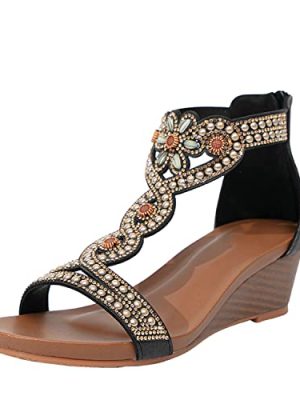 Women's Slide Wedge Sandal Open Toe High Heel Zipper Back Platform