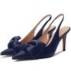 Women's Slingback Heels with Bow Pointed Toe Pumps with Elasticated Strap 3.3" High Heels for Evening Dress Shoes