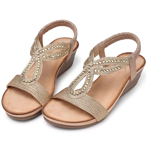 Wedge Sandals for Women Dressy: Summer Low Wedges Comfortable Open Toe Sandals