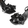 Women's Flower Wedding Heels Cute Square Toe Slingback Low Kitten Heels Sandals with Ankle Strap