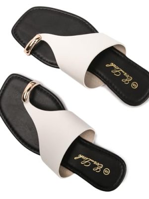 Women's Slide Sandals Ring Toe Flat Sandals Slip On Sandals Open Toe Flip Flop Thong Sandals Casual Summer Beach Sandals