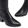Womens Cowboy Boots Wide Calf Comfortable Pull On Zipper Chunky Heel Pointed Toe Embroidered Western Cowgirl Knee High Boots