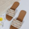 41GYqvkAVL.jpg Women's Summer Beach Flat Cute Sandals 2025 Color Block Faux Pearls Decor Leather Flat Slides