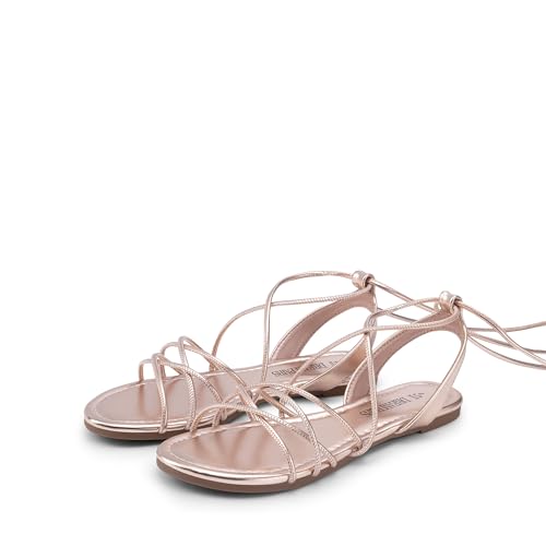 Lace-up Gladiator Sandals Strappy Dressy Summer Flat Sandals for Women