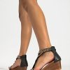 Women's Slide Wedge Sandal Open Toe High Heel Zipper Back Platform