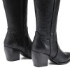 Womens Cowboy Boots Wide Calf Comfortable Pull On Zipper Chunky Heel Pointed Toe Embroidered Western Cowgirl Knee High Boots