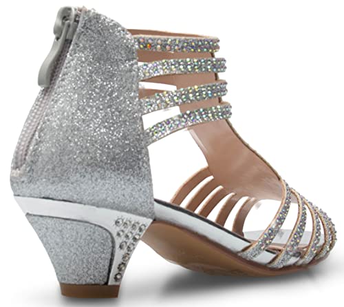 Girl's Cute Adorable Strappy Glitter Open Toe Heel Sandals - Adjustable buckle