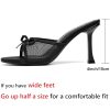 Kitten Heels for Women Round Toe Heels With Bow Vintage Mules Sexy Slip on Stiletto Backless Sandals for Party Daily