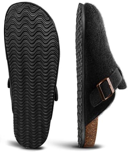 Women Clogs-Comfortable Mules Slippers Sandals Nurse Shoes Unisex for Men-Cushioned Footed Flannel-Lined Upper