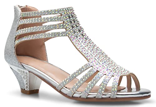Girl's Cute Adorable Strappy Glitter Open Toe Heel Sandals - Adjustable buckle