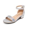 Girls Sandals Low Heel Dress Pump Ankle Strap Interchangeable Bow Flower Wedding Party Shoes for Little Kid/Big Kid