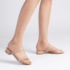 Women's Slides Heels Slip On Low Block Sandals Two Strap Open Round Toe Chunky Casual Summer Mules Shoes