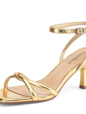 Women's Sandals Square Open Toe Kitten Heels Strappy Ankle Strap Sandals for Women Comfort Dress Party Shoes