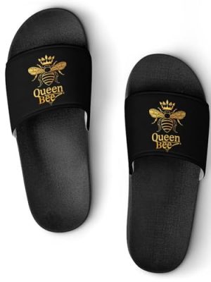 Queen Golden Bee Flat Sandals for Men Women Non-Slip Bathroom Beach Slippers House Shoes