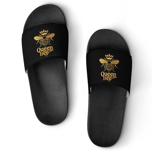 Queen Golden Bee Flat Sandals for Men Women Non-Slip Bathroom Beach Slippers House Shoes