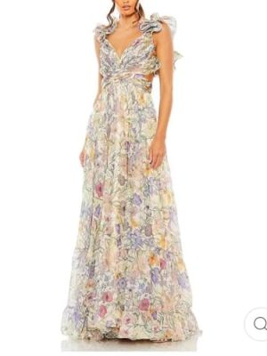 Women's Summer Floral Print Straps Sleeveless V Neck Criss Cross Backless Chiffon Beach Boho Party Long Maxi Dress