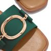 Womens Square Toe Dressy Summer Slide Sandals Flat Low Heel Big Metal Chain Slip On Party Slippers Shoes