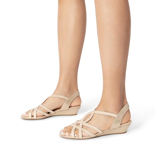 Women's Strappy Wrapped Dressy Wedge Sandals Comfortable Low Heel Casual Summer Shoes