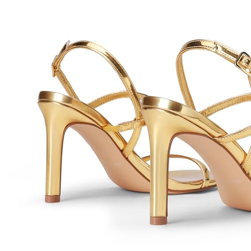 Women??s Slingback Heels High Stilettos Open Square Toe Ankle Strap Pumps Sexy Comfort Strappy Dress Shoes Wedding Bridal Heeled