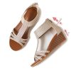 Wedges for Women Sandals Bohemia Open Toe Roman Low Heel Zipper Back Platform Summer Dress Women??s Beach Sandals