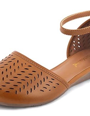 Womens Roman Ankle Strap Cage Closed Toe Flat Sandals