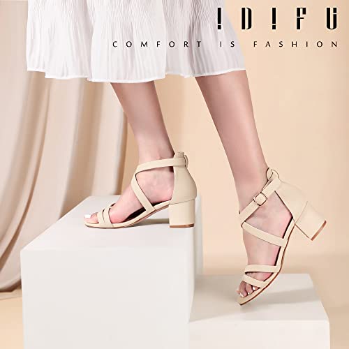 Women's Block Low Chunky Heel Strappy Sandals Open Toe Ankle Strap Dress Wedding Evening Shoe for Women Bridal