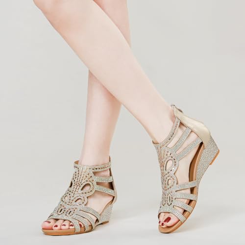 Women's Slide Wedge Sandal Open Toe High Heel Zipper Back Platform