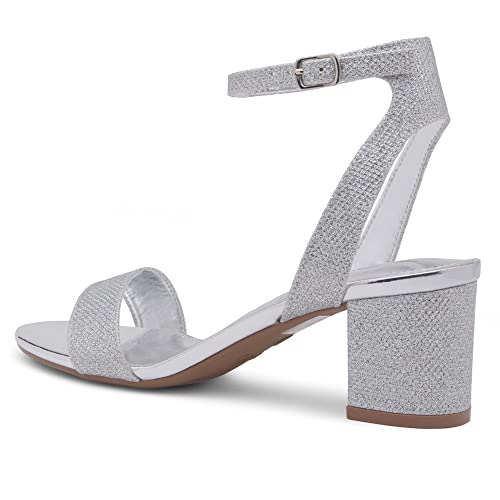 Women's Low Heels ?C 2.75 Inch Chunky Block Heeled Sandals | Clear Sandals, Open Toe Dressy Short Heels with Ankle Strap for
