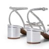 Women's Double Bowknots Crystal Sandals Low Chunky Heels Clear Slingback Dress Shoes for Wedding Bridal Party