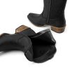 Women's Cowboy Cowgirl Western Ankle Boots Low Chunky Heels Square Toe Fall Short Booties Shoes