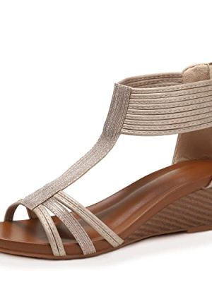 Wedges for Women Sandals Bohemia Open Toe Roman Low Heel Zipper Back Platform Summer Dress Women??s Beach Sandals