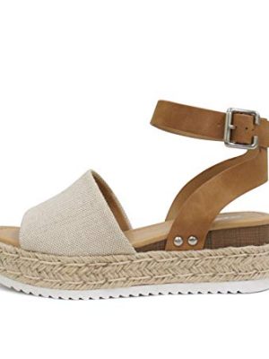 Topic Open Toe Buckle Ankle Strap Espadrilles Flatform Wedge Casual Sandal