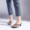 Kitten Flip Flop Thong Low Heels for Women Square Open Toe Slip On Heeled Sandals