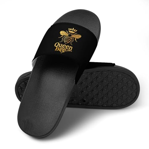 Queen Golden Bee Flat Sandals for Men Women Non-Slip Bathroom Beach Slippers House Shoes