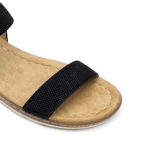 Women's Comfortable Dressy Cork Low Wedge Heels Cute Summer One Band Casual Flat Sandals with Adjustable Ankle Strap