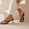 Women's Kitten Heels Thong Sandals Open Square Toe Flip Flop Low Heels 2.5 Inch Slip On Sexy Women Dressy Slide Shoes for Casual