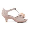 Girls Sandals Low Heel Dress Pump Ankle T Strap Flower Shoes Toddler/Little Kid/Big Kid