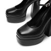 Women's Platform High Heels Closed Toe Chunky Block Pumps Square Toe Ankle Strap Dress Fashion Party Y2K Shoes