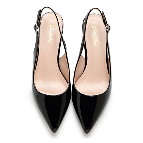 Low Kitten Heels Women's Slingback Dressy Pumps Pointed Closed Toe Ankle Strap Elegant Wedding Pumps Formal Comfortable Shoes