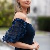 Women's Illusion Sleeve Off The Shoulder Long Dress (Reg and Petite)