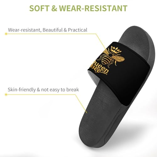 Queen Golden Bee Flat Sandals for Men Women Non-Slip Bathroom Beach Slippers House Shoes