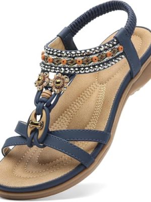 Womens Sandals Arch Support Summer Beach Sandals Comfort Walking Shoes Bohemian Flip Flops Sandals for Women