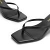 Kitten Heels for Women Flip Flop Low Heels Square Open Toe Sandals Thong 1.96 Inch Heeled Sandals for Summer Vocation