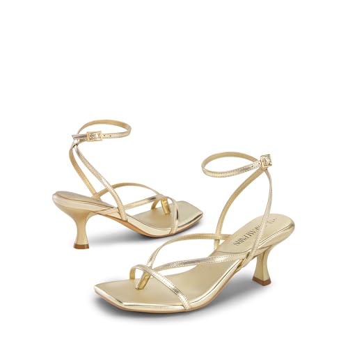 Women's kitten Low Strappy Lace Up Heels Open Square Toe Thong Ankle Strap Heels Sexy Fashion Comfort Dress Shoes Party