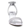 Women's Low Heels ?C 2.75 Inch Chunky Block Heeled Sandals | Clear Sandals, Open Toe Dressy Short Heels with Ankle Strap for